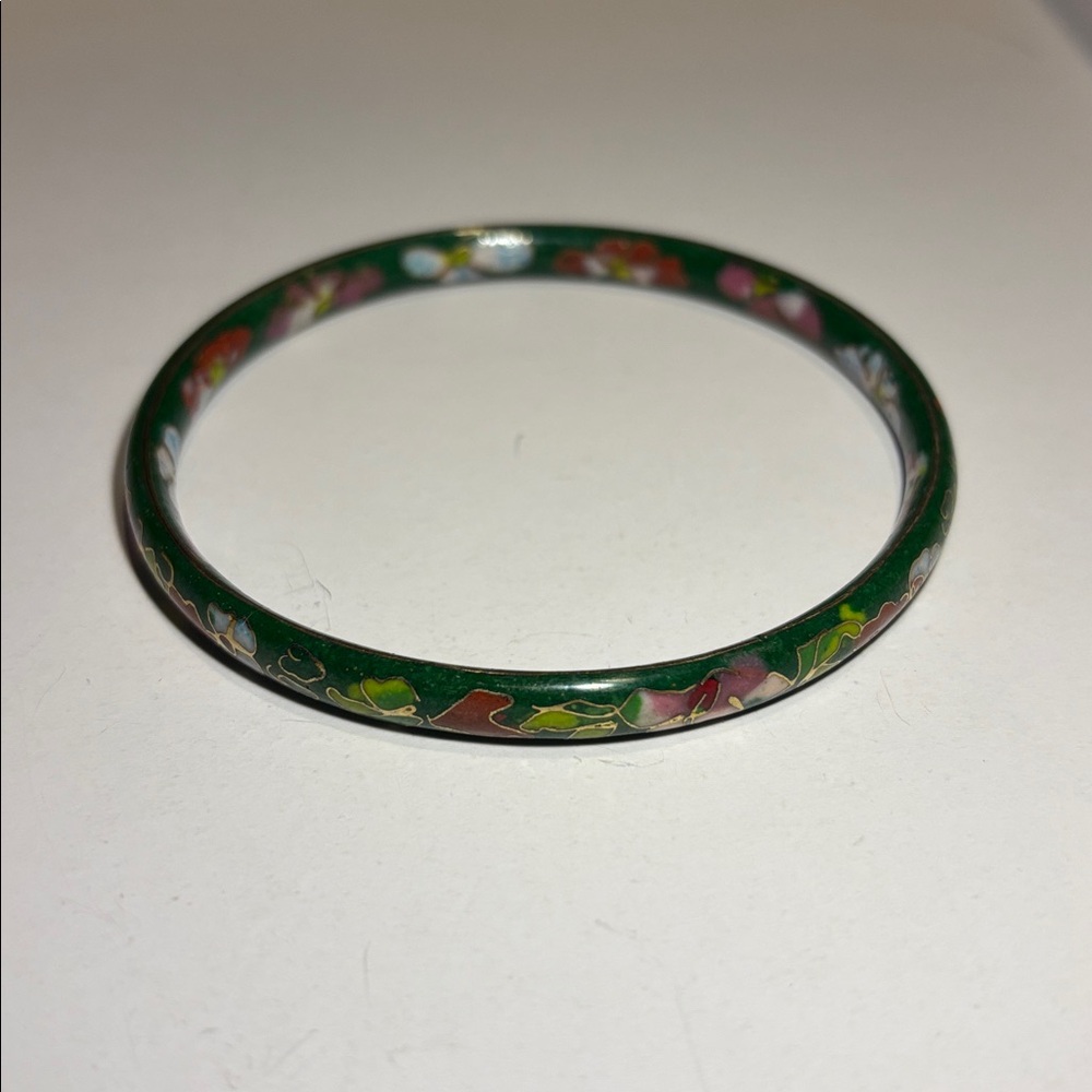 Floral Green Bangle Bracelet